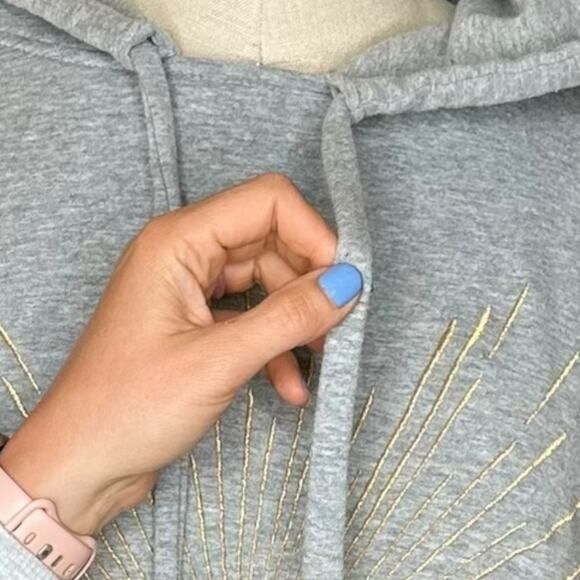 ATU BODY COUTURE Gray Gold Embroidered Pullover Hoodie Women's Size Large - Picture 9 of 9